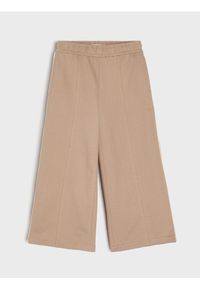 Sinsay - Spodnie dresowe wide leg - beżowy. Kolor: beżowy. Materiał: dresówka #1