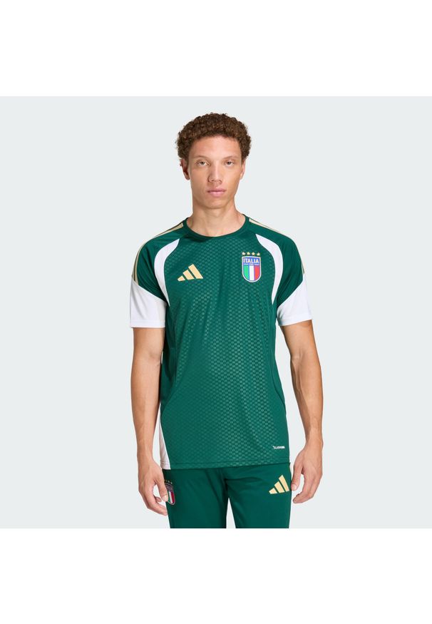 Adidas - Koszulka treningowa Włochy 26 Tiro. Kolor: zielony. Materiał: materiał. Technologia: ClimaCool (Adidas). Sport: piłka nożna