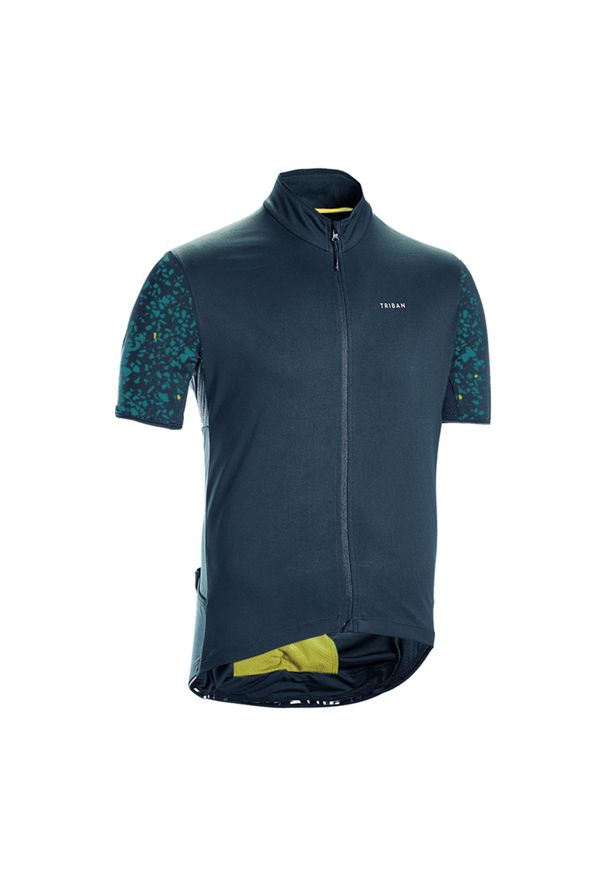 TRIBAN - Koszulka rowerowa szosowa Triban RC500 Terrazzo. Kolor: zielony, wielokolorowy, turkusowy, niebieski, żółty. Materiał: materiał, poliester, elastan, poliamid. Sport: wspinaczka