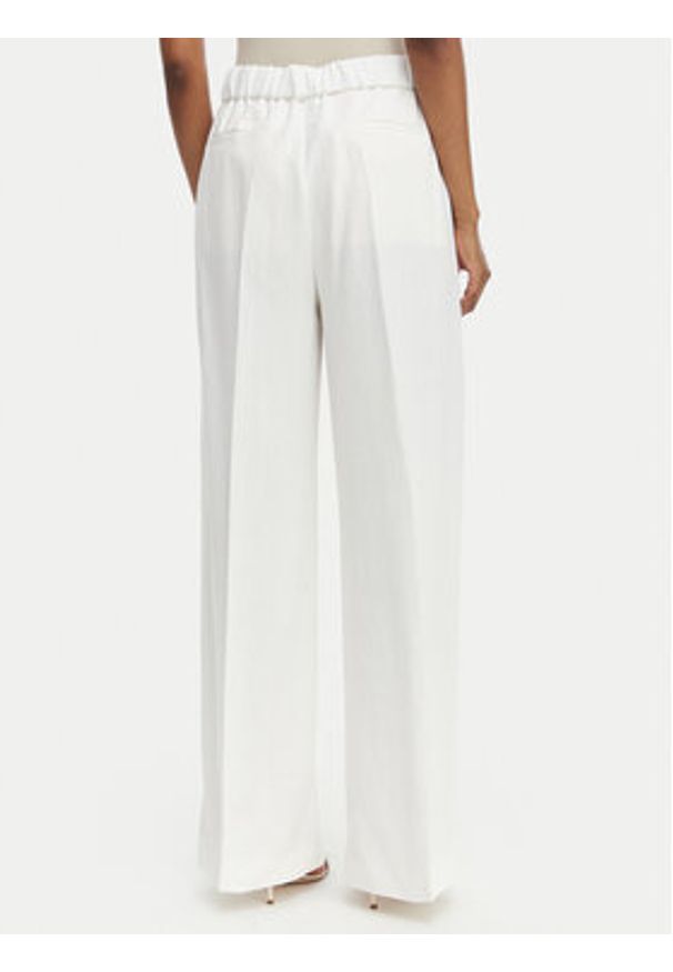 BOSS Spodnie materiałowe Tiana 50557443 Biały Relaxed Fit. Kolor: biały. Materiał: wiskoza, len