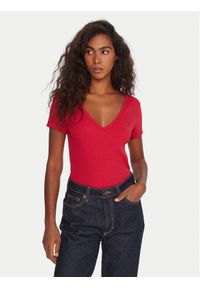 Tommy Jeans T-Shirt Essential DW0DW17385 Różowy Slim Fit. Kolor: różowy. Materiał: bawełna