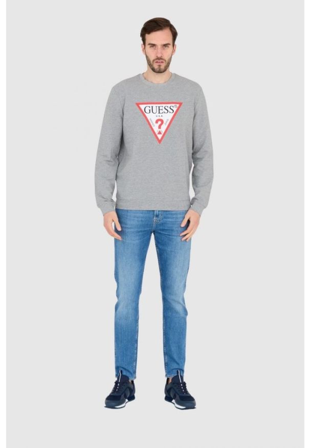 Guess - GUESS Szara męska bluza slim fit, Rozmiar M. Kolor: szary