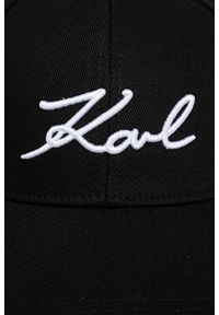 Karl Lagerfeld - KARL LAGERFELD Czarna czapka damska z daszkiem Signature Cap. Kolor: czarny. Wzór: aplikacja, haft. Styl: casual, elegancki #2