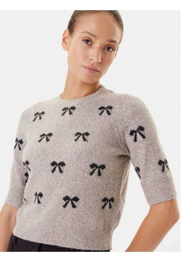 Vero Moda Sweter Doffy 10330793 Beżowy Regular Fit. Kolor: beżowy. Materiał: syntetyk