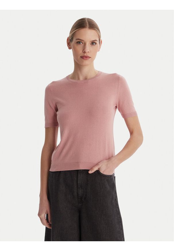 Weekend Max Mara T-Shirt Gabarra 2615361081 Różowy Slim Fit. Kolor: różowy. Materiał: jedwab, bawełna