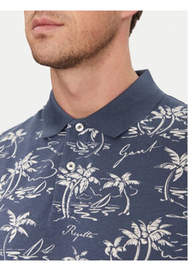GANT - Gant Polo 2014058 Granatowy Regular Fit. Typ kołnierza: polo. Kolor: niebieski. Materiał: bawełna
