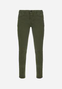 Born2be - Ciemnozielone Spodnie Slim Ridhi. Kolor: zielony. Długość: długie. Wzór: jednolity #3