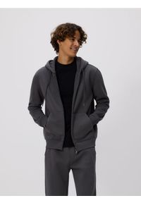 Reserved - Bluza z kapturem - ciemnoszary. Kolor: szary. Materiał: dzianina, bawełna
