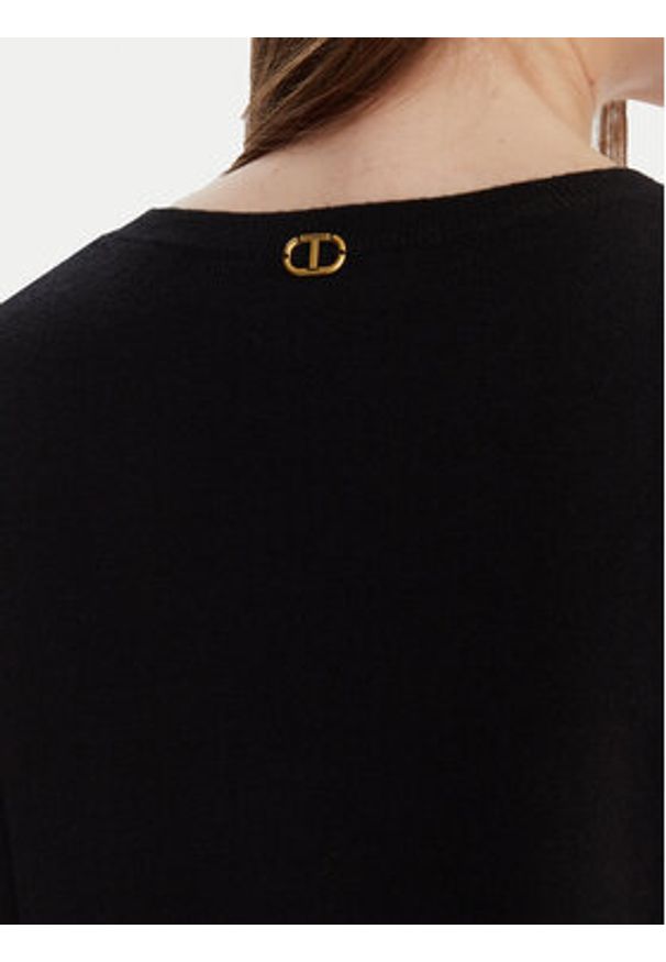 TwinSet - TWINSET Sweter 252TT3440 Czarny Regular Fit. Kolor: czarny. Materiał: syntetyk