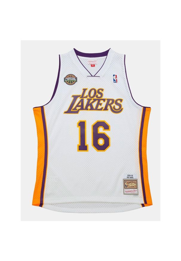 Mitchell & Ness - Koszulka NBA Los Angeles Lakers Pau Gasol 2008. Kolor: biały. Sport: koszykówka