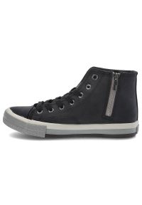 Big-Star - Czarne Sneakersy Big Star Damskie Wygodne Obuwie. Okazja: na co dzień. Wysokość cholewki: przed kolano. Zapięcie: sznurówki. Kolor: czarny. Materiał: guma, jeans, materiał. Szerokość cholewki: normalna