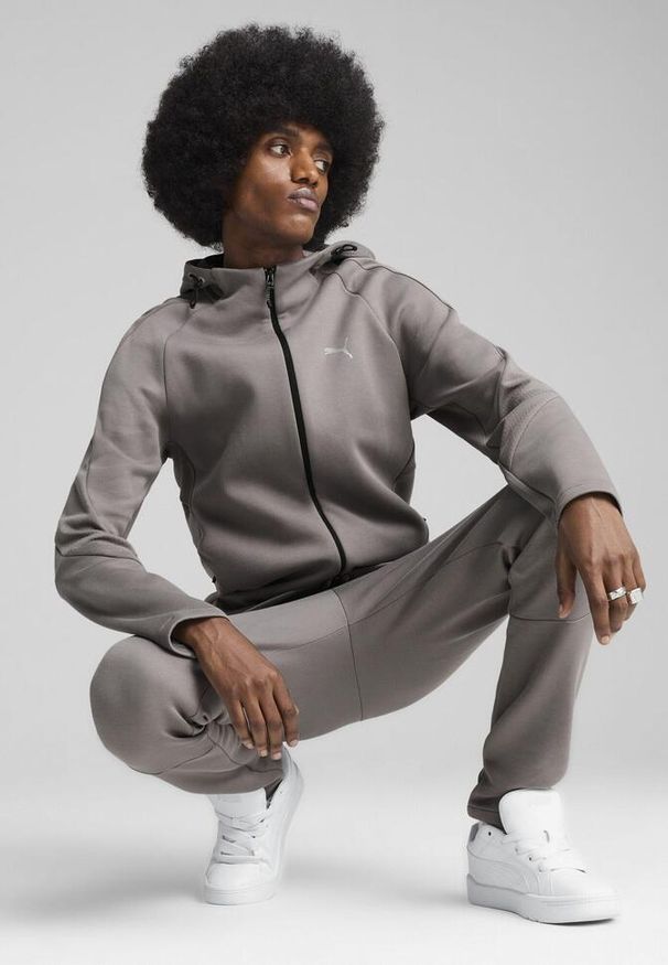 Puma - Męska rozpinana bluza z kapturem EVOSTRIPE PUMA Cast Iron Gray. Typ kołnierza: kaptur. Kolor: szary