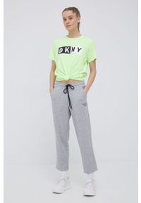 DKNY - Dkny spodnie dresowe damskie kolor szary z nadrukiem. Kolor: szary. Materiał: dresówka. Wzór: nadruk #3