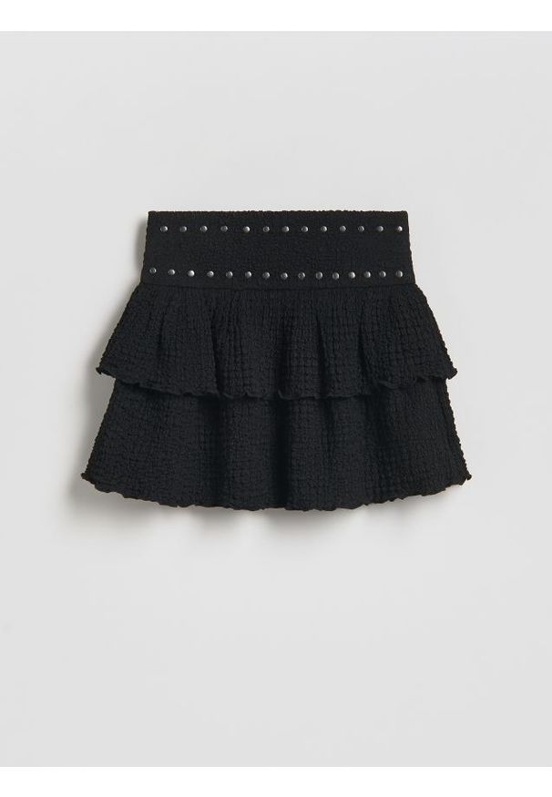 Reserved - Strukturalna spódnica - czarny. Kolor: czarny. Materiał: dzianina