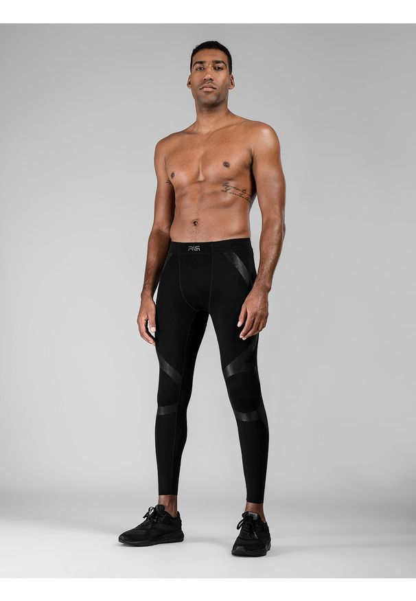 4f - 4F Legginsy treningowe kompresyjne męskie 4F x Robert Lewandowski M. Kolor: czarny. Wzór: nadruk. Sport: fitness