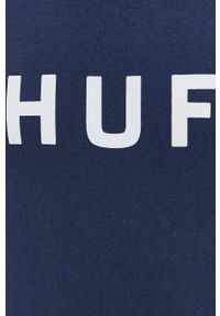 HUF T-shirt bawełniany kolor granatowy z nadrukiem. Okazja: na co dzień. Kolor: niebieski. Materiał: bawełna. Wzór: nadruk. Styl: casual