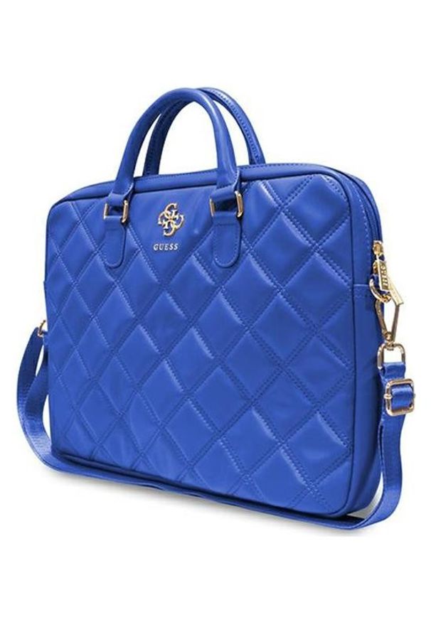 Guess Quilted 4G Computer Bag 15'' - 16'' (niebieski). Kolor: niebieski. Materiał: materiał, skóra ekologiczna. Wzór: aplikacja. Styl: elegancki