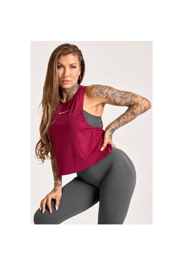 GYM GLAMOUR - Tank Top fitness damski Gym Glamour fitness damski Gym Glamour sport. Kolor: czerwony. Sport: fitness