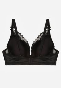 Born2be - Czarno-Beżowy Biustonosz Koronkowy z Kokardkami Themikaia. Kolor: czarny. Materiał: koronka #7