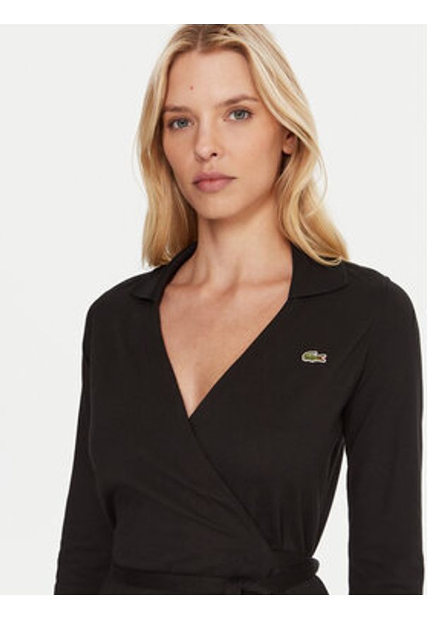 Lacoste Sukienka codzienna EF6022 Czarny Slim Fit. Okazja: na co dzień. Kolor: czarny. Materiał: bawełna. Typ sukienki: proste. Styl: casual