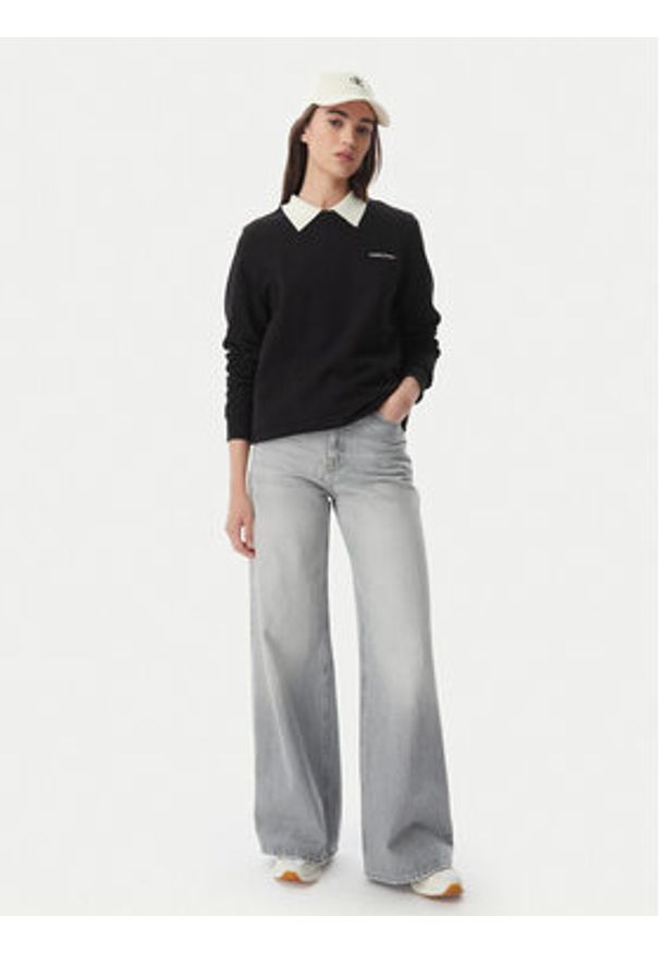 Tommy Jeans Bluza Ess Logo DW0DW22829 Czarny Regular Fit. Kolor: czarny. Materiał: bawełna