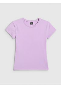 4f - 4F T-shirt slim gładki damski - fioletowy XL. Kolor: fioletowy. Wzór: gładki