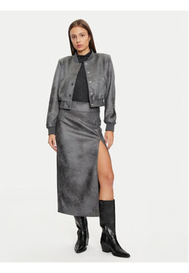 only - ONLY Spódnica z imitacji skóry Paris 15330036 Szary Regular Fit. Kolor: szary. Materiał: skóra