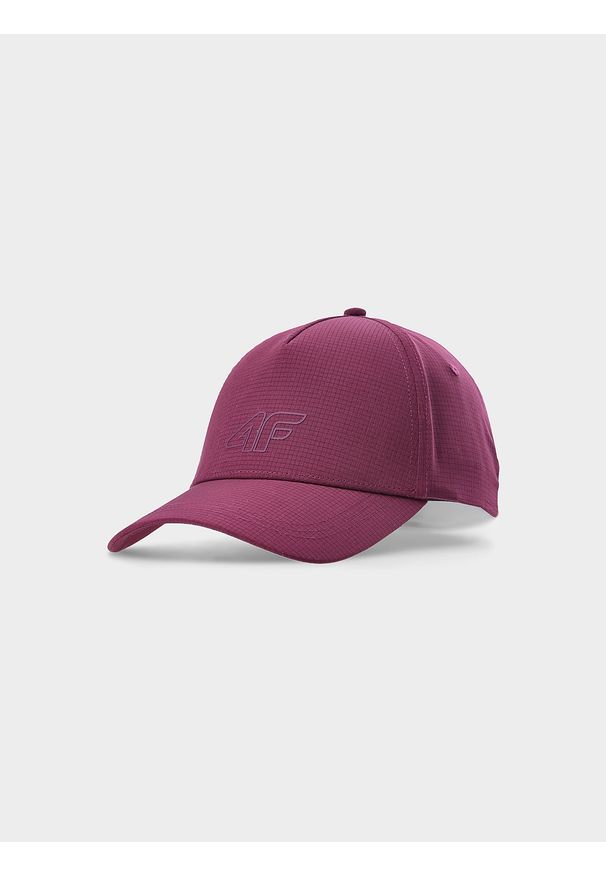 4f - 4F Czapka z daszkiem strapback męska - czerwona L. Kolor: czerwony. Materiał: materiał, syntetyk. Wzór: aplikacja. Sezon: lato. Styl: klasyczny, sportowy