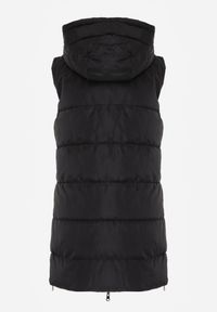 Renee - Czarna Długa Kamizelka Pikowana Dwustronna ze Sznurkami przy Kapturze Frenila. Okazja: na spacer. Kolor: czarny. Materiał: materiał, jeans. Długość: długie #6