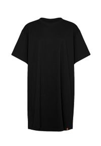 MUUV Sukienka Boyfriends Tshirt kolor czarny mini oversize. Kolor: czarny. Materiał: bawełna, dzianina. Długość rękawa: krótki rękaw. Typ sukienki: oversize. Długość: mini #3