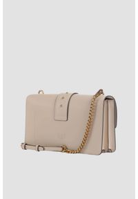 Pinko - PINKO Beżowa skórzana damska torebka listonoszka Love One Classic ST.. Kolor: beżowy. Materiał: skórzane. Styl: elegancki #3