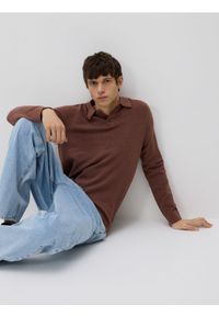 Reserved - Sweter polo z bawełną - jasnofioletowy. Typ kołnierza: polo. Kolor: fioletowy. Materiał: bawełna