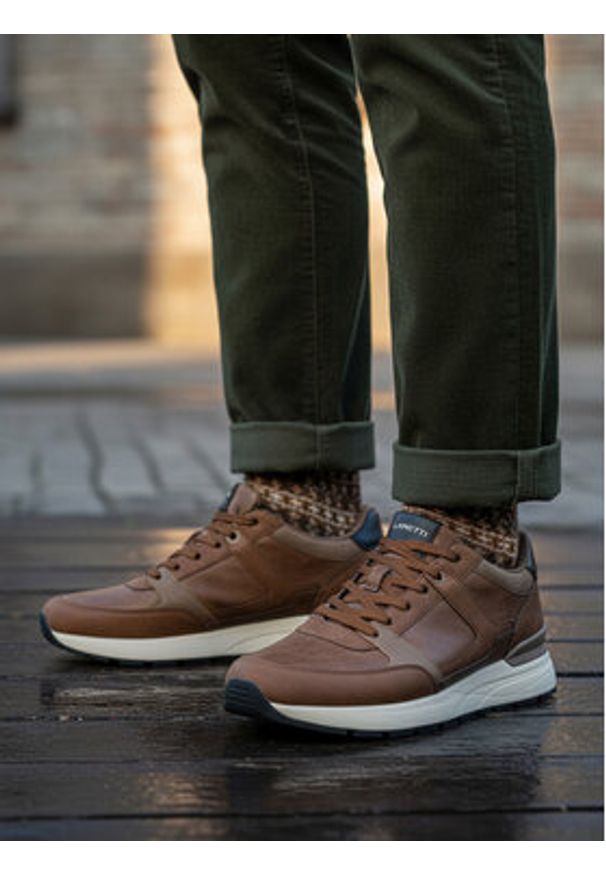 Lanetti Sneakersy CEO-REUS-01 Brązowy. Kolor: brązowy. Materiał: materiał