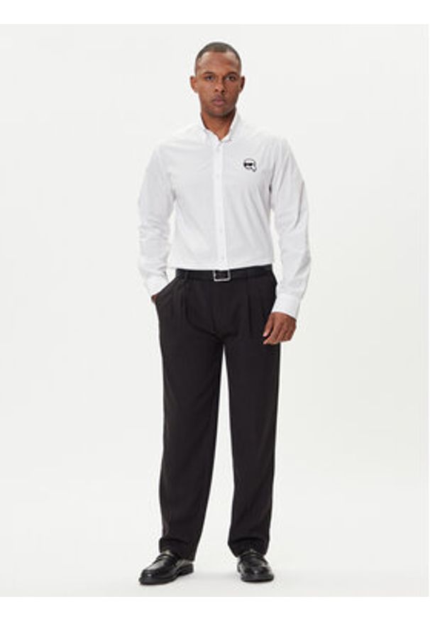 Karl Lagerfeld - KARL LAGERFELD Koszula 605911 554671 Biały Slim Fit. Typ kołnierza: dekolt w karo. Kolor: biały. Materiał: bawełna