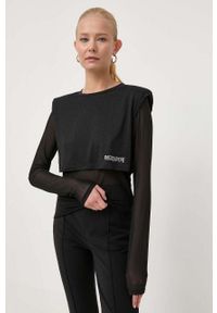 Patrizia Pepe longsleeve damski kolor czarny. Okazja: na co dzień. Kolor: czarny. Materiał: dzianina. Długość rękawa: długi rękaw. Długość: długie. Styl: casual, klasyczny #1