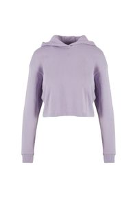Krótkia damska bluza z kapturem w oversize'owym fasonie Urban Classics. Typ kołnierza: kaptur. Kolor: fioletowy. Materiał: poliester, bawełna. Długość: krótkie #1