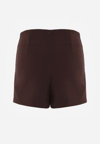 Renee - Brązowe Spódnico-Spodenki High Waist z Ozdobnym Rozcięciem Sinessei. Stan: podwyższony. Kolor: brązowy. Materiał: materiał. Styl: elegancki #8
