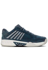 Buty do tenisa męskie K-Swiss Hypercourt Express 2 Hb. Zapięcie: sznurówki. Kolor: wielokolorowy, niebieski, szary. Materiał: materiał, syntetyk, tkanina. Szerokość cholewki: normalna. Sport: tenis