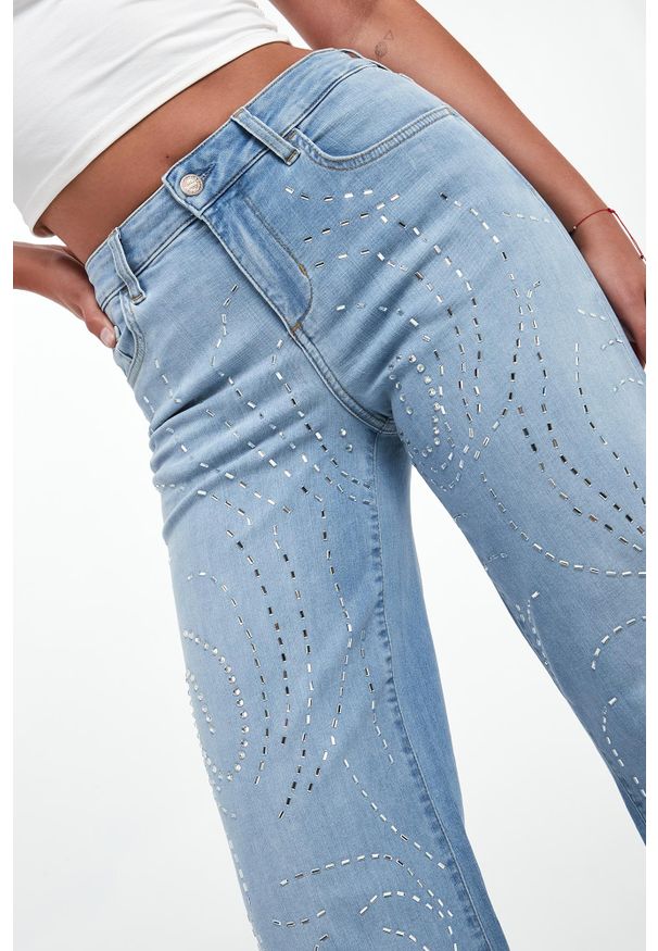 Liu Jo - Jeansy damskie z kryształkami LIU JO