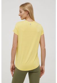 Deha t-shirt damski kolor żółty. Kolor: żółty. Materiał: materiał, wiskoza. Wzór: nadruk