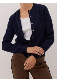 Reserved - Wełniany kardigan - granatowy. Kolor: niebieski. Materiał: wełna