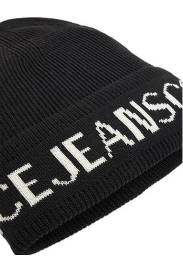 Versace Jeans Couture Czapka Big Beanie 79YAZK40 Czarny. Kolor: czarny. Materiał: wełna, materiał