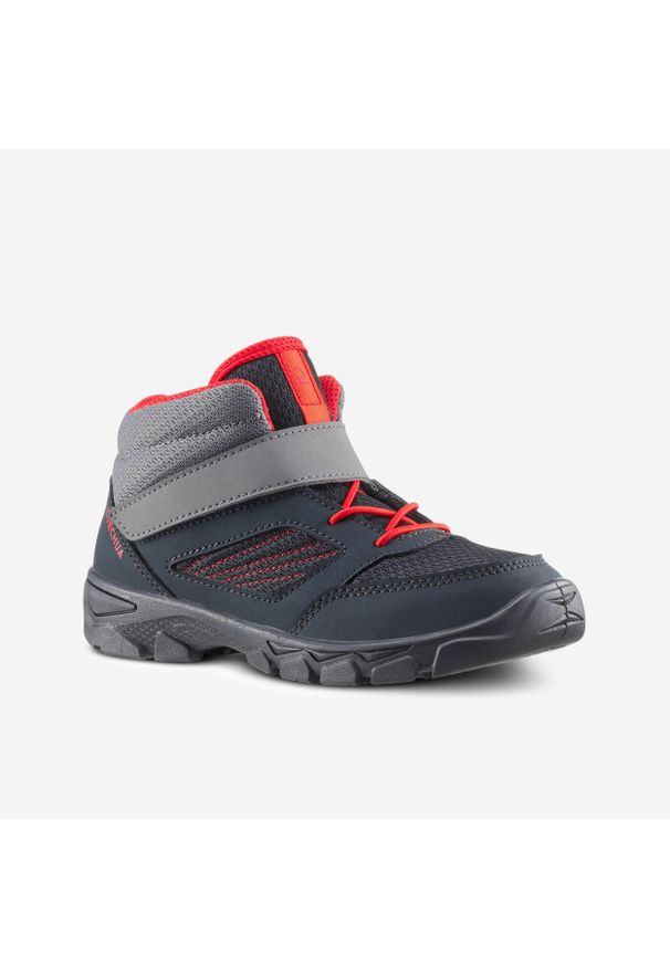 quechua - Buty turystyczne dla dzieci Quechua MH100 mid. Zapięcie: rzepy. Kolor: czerwony, wielokolorowy, szary
