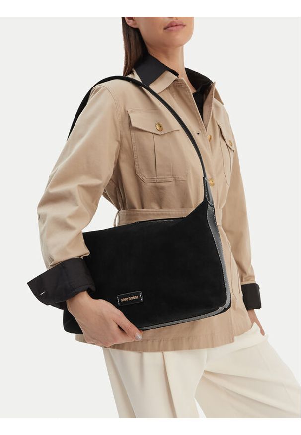 Gino Rossi - GINO ROSSI Torebka EO-LA224-19149 Czarny. Kolor: czarny. Materiał: zamszowe, skórzane