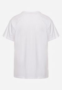 Renee - Biały T-shirt z Cyrkoniami w Różnych Kolorach Varcia. Okazja: na co dzień. Kolor: biały. Materiał: jeans. Styl: elegancki, casual #2