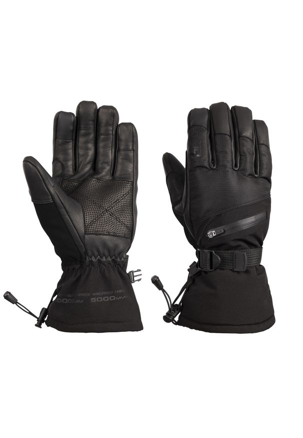 TRESPASS - Skórzane Rękawice Narciarskie Unisex Dla Dorosłych Edonia DLX. Kolor: czarny. Materiał: skóra. Sport: narciarstwo