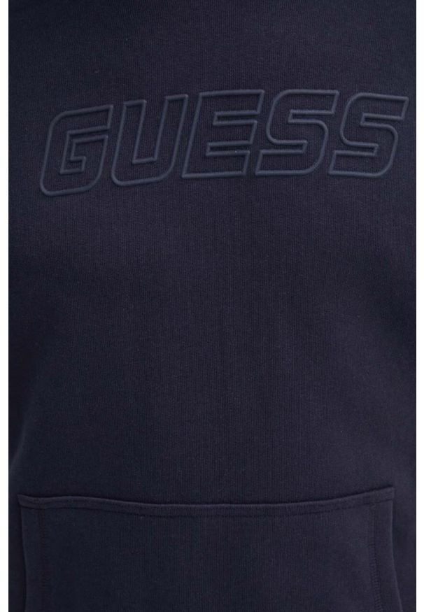Guess - GUESS Granatowa bluza męska Aldwin. Typ kołnierza: kaptur. Kolor: niebieski