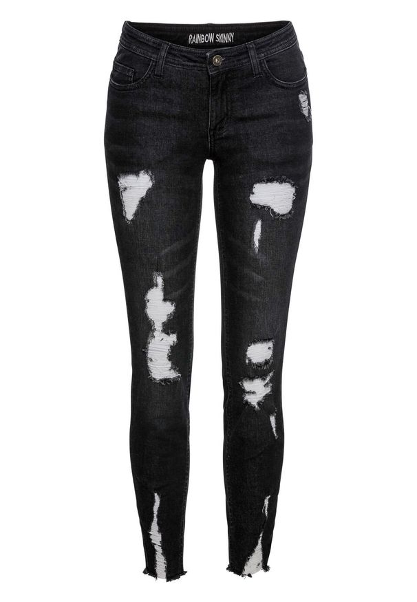 Dżinsy Super Skinny "destroyed" bonprix czarny denim. Kolor: czarny