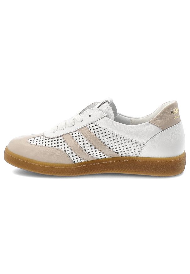 Sneakersy damskie Armodo, cholewka ze skóry naturalnej z perforowanymi panelami klasyczne sznurowanie niska stabilna podeszwa zapewniająca komfort co. Okazja: na co dzień. Zapięcie: sznurówki. Kolor: biały. Materiał: skóra. Szerokość cholewki: normalna. Wzór: ażurowy. Styl: klasyczny