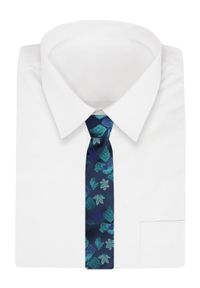 Męski Krawat - Alties - Kolorowe Liście, Granatowe Tło. Kolor: wielokolorowy. Materiał: tkanina. Wzór: kolorowy. Styl: elegancki, wizytowy